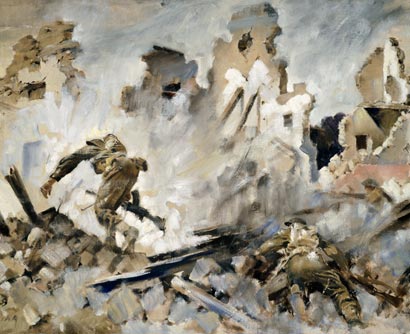 Into Cassino – Peter McIntyre – May 1944 – Archives New Zealand/Te Rua Mahara o te Käwanatanga – Wellington Office – AAAC 898 NCWA 17